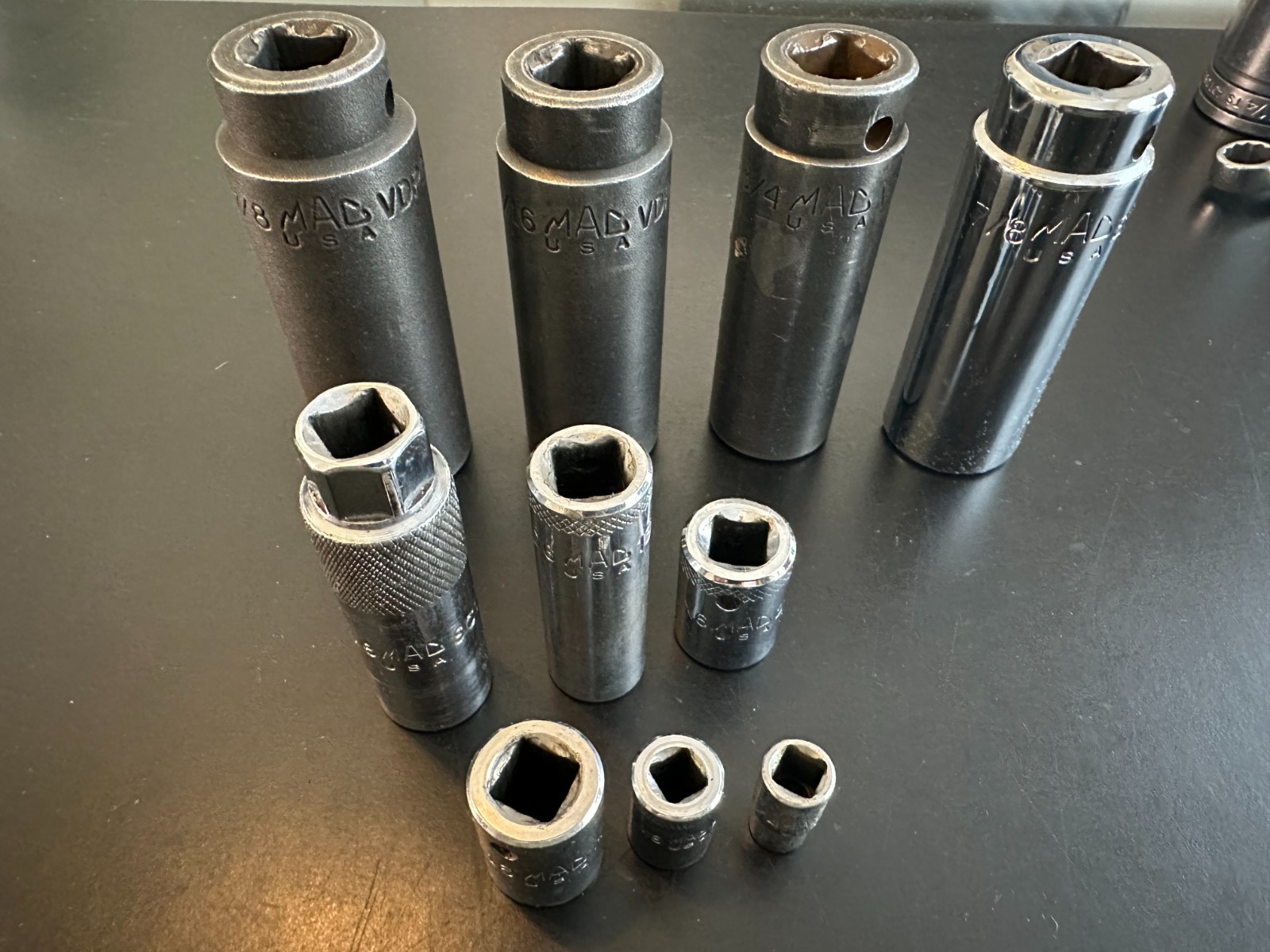 MAC Tools 3x 1/2″ Deep Impact Sockets 6 Point & 3/8″ & 1/4″ Drives LOT of 10