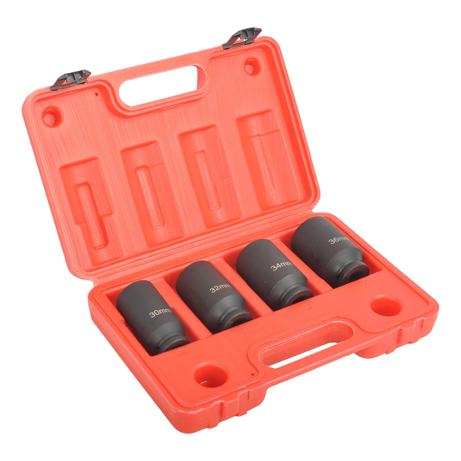 1/2″ Drive 12 Point CR-MO Deep Axle Nut Impact Socket Set-30mm,32mm,34mm,36mm