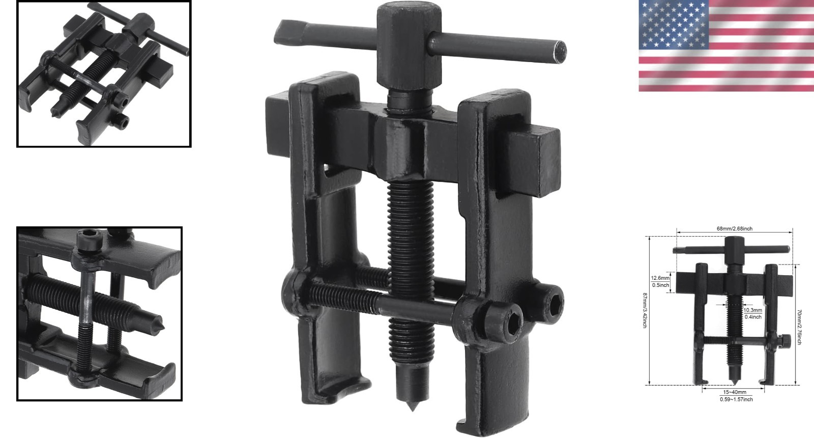 Versatile 2 Inch Adjustable Bearing Gear Puller – Sturdy Heat-Treated Design