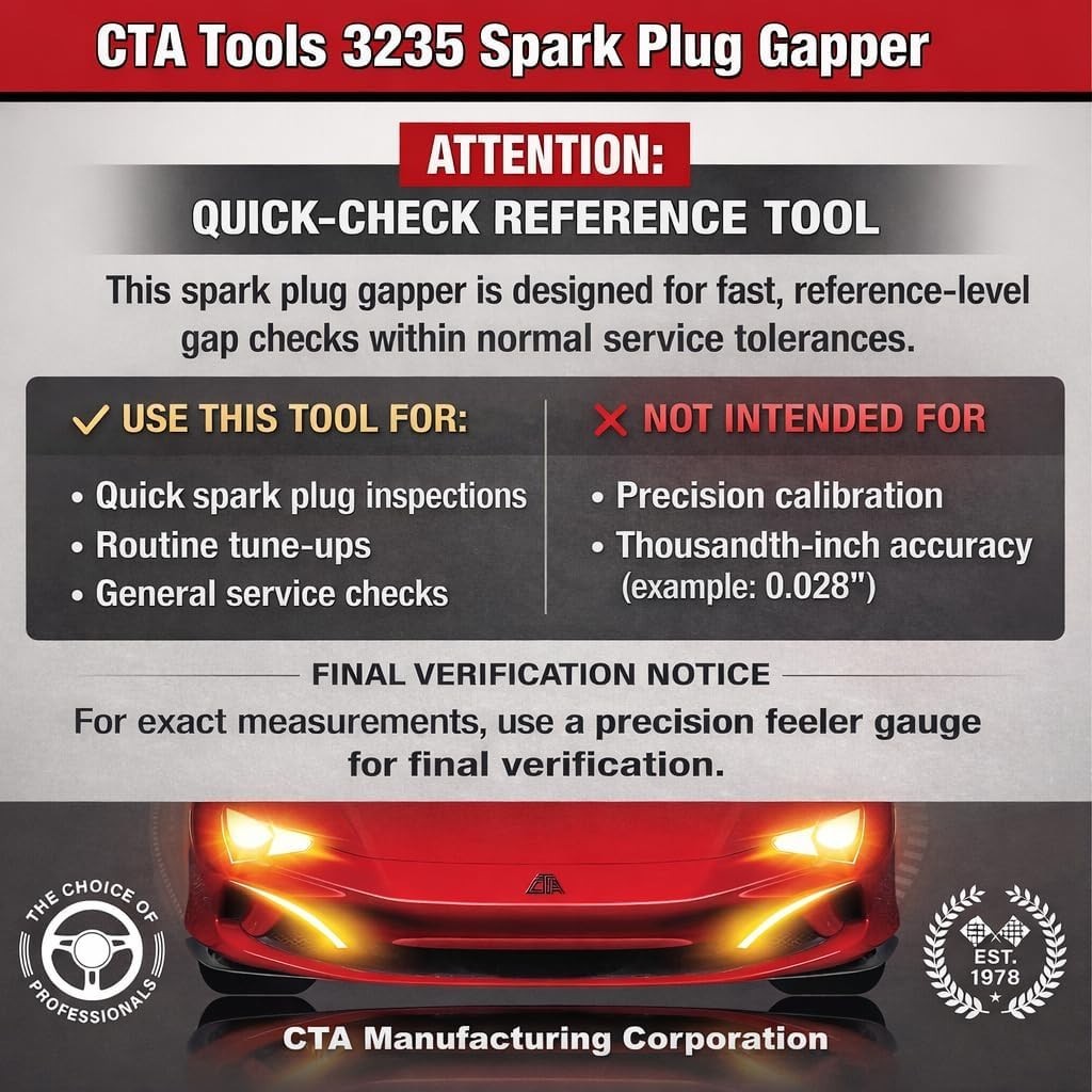 3235 Spark Plug Gapper: Coin-Style Spark Plug Gap Tool, 0.020″–0.100″ Measure…
