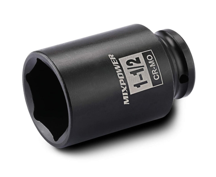 MIXPOWER 1/2 Inch Drive Deep Impact Socket 1-1/2 SAE, 1-1/2, Black