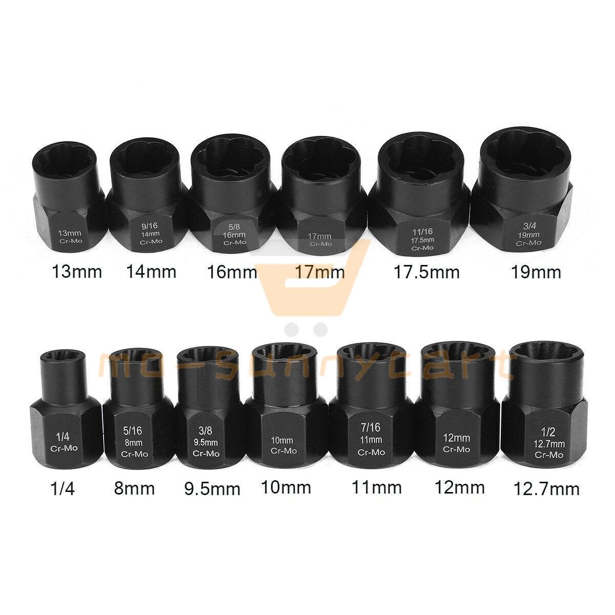 13X Impact Bolt Extractor Set Nut Remover Set Stripped Extraction Socket Tool US