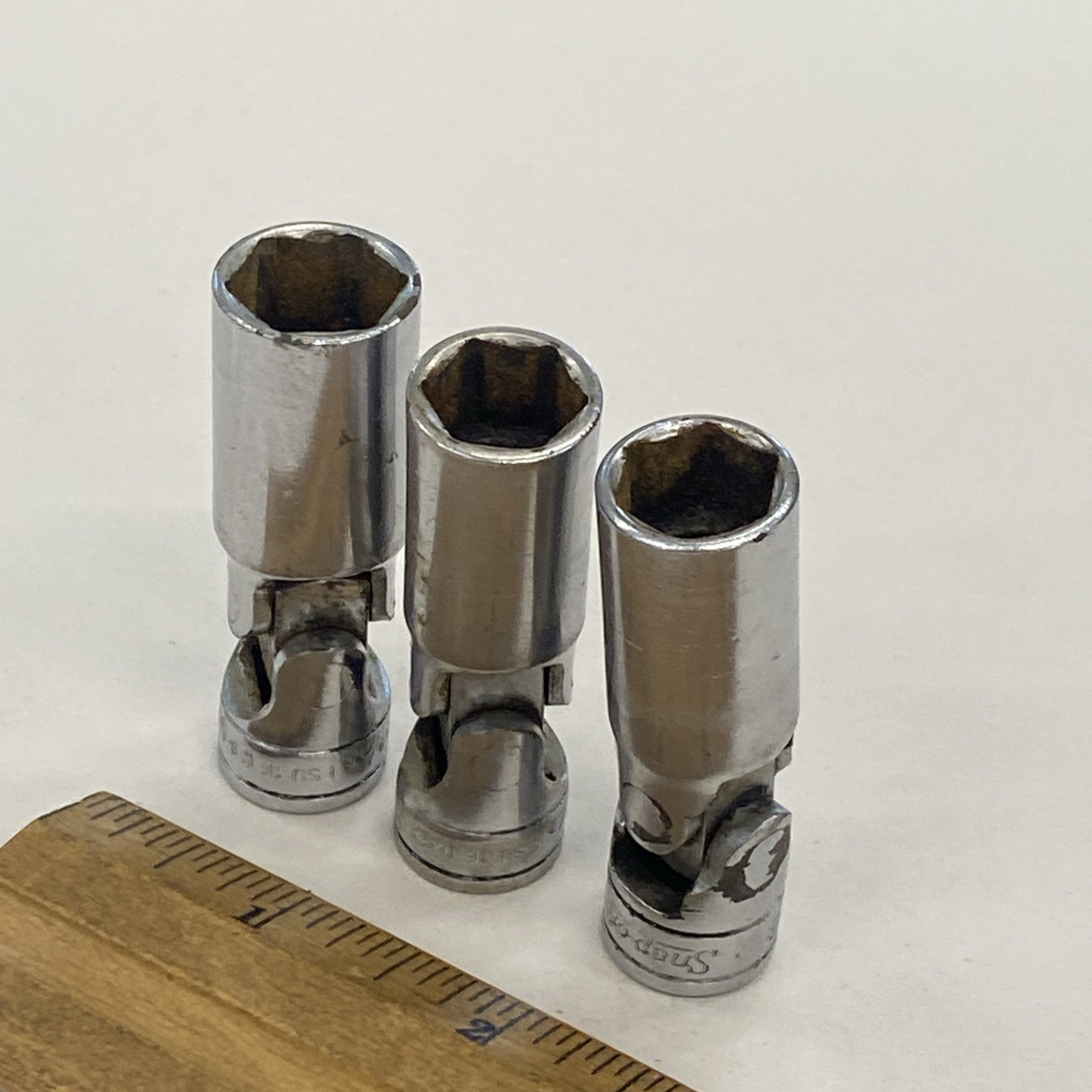3 Snap-On USA 3/8″ Dr. Swivel Universal Deep Sockets, 1/2, 1/2, 9/16 inch M0805