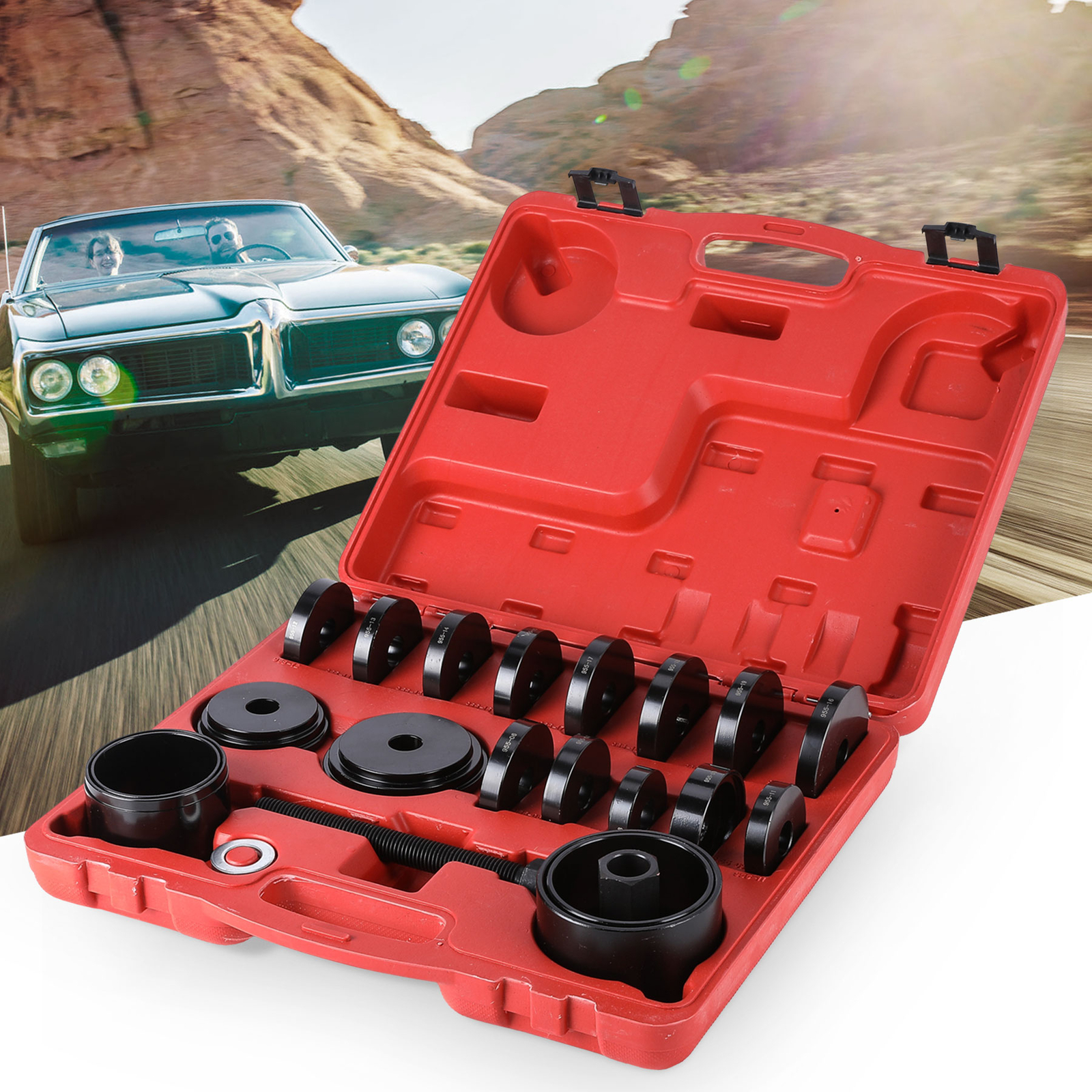 OMT Front Wheel Drive Bearing Press Removal Adapter Puller Pulley Tool Kit 23Pcs