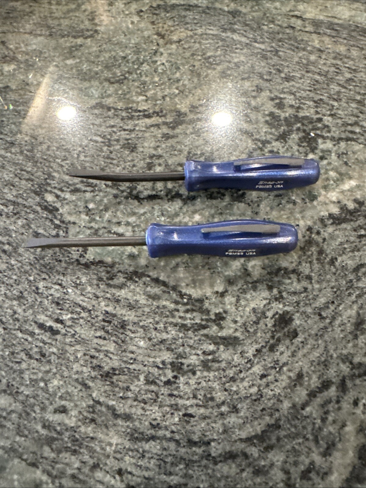 snap on 2 pc power blue 5” mini poket prybar set straight, bent pbms5, pbmb5pb