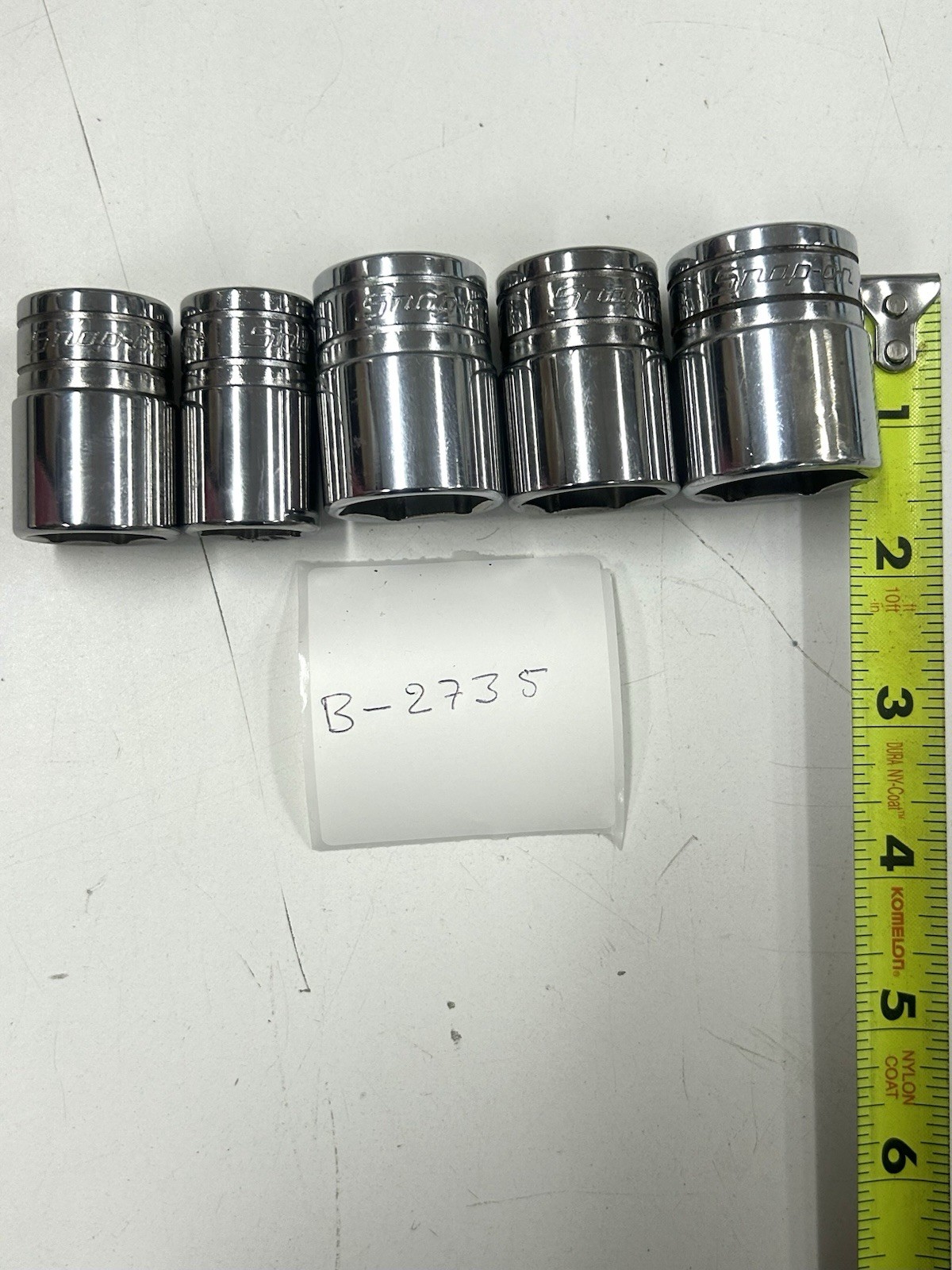 Snap-on (B-2735) 5 Pc 1/2” Drive SAE 12-Point Shallow Socket Set 5/8–15/16 USA