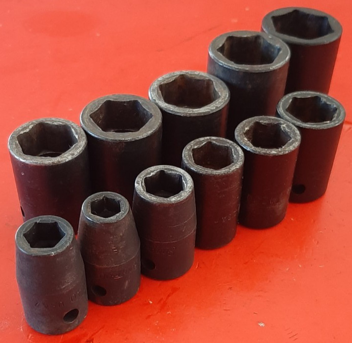 Snap-On 1/2″ Drive 11 pc 6 Point SAE Shallow Impact Socket Set Im120-320 3/8″-1″