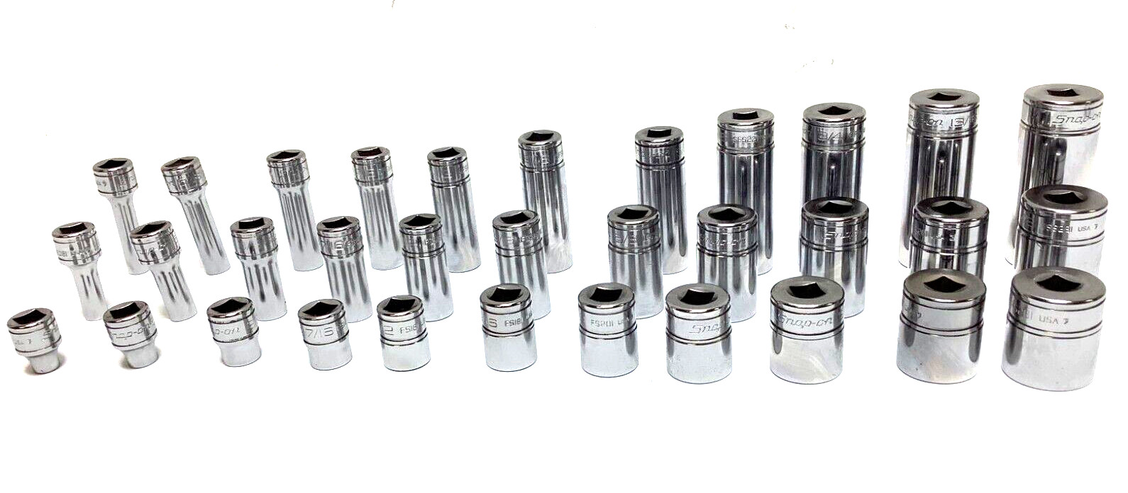 New Snap-on™ 3/8″ drive 1/4″ thru 7/8″ 6-point Shallow Semideep Deep Socket Set