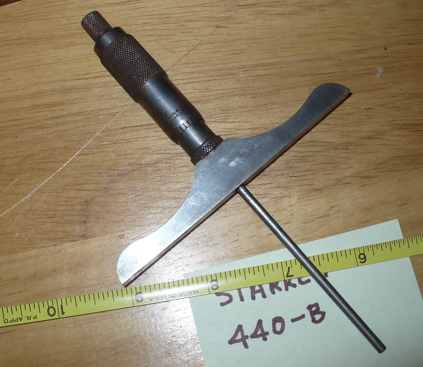 Vintage Starrett 440-B Depth Micrometer and Rods, Wooden Box