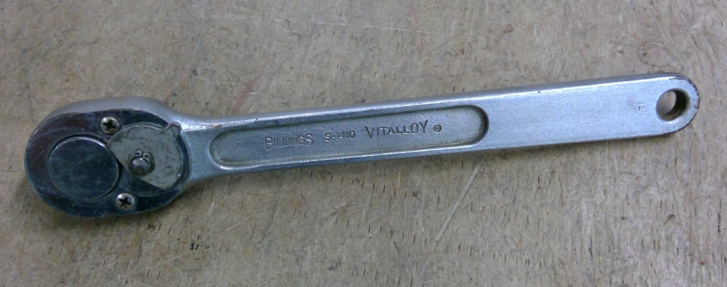BILLINGS TOOLS, 1/2″ DRIVE RATCHET, #S- 1410 Vintage USA Great Condition