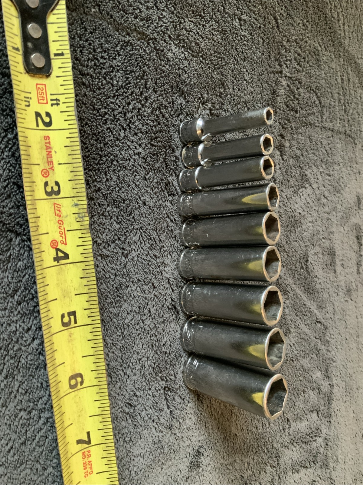 Snap On 1/4” Deep Sockets, 6pt, New Style…5,6,7,9,11,12,13,14,15….see Pics…mmm