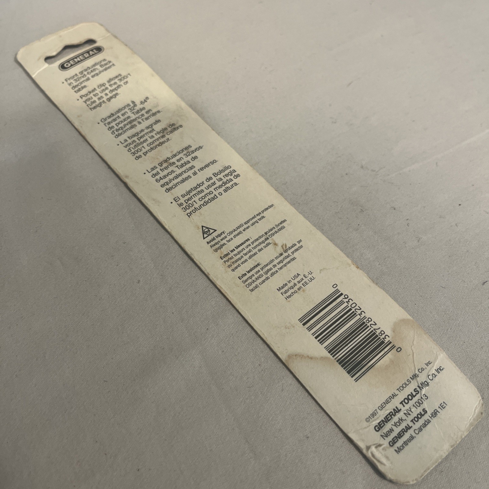 General Tool 300 / 1 6″ Steel Rule Stainless Steel Pocket Flexible New Old Stock