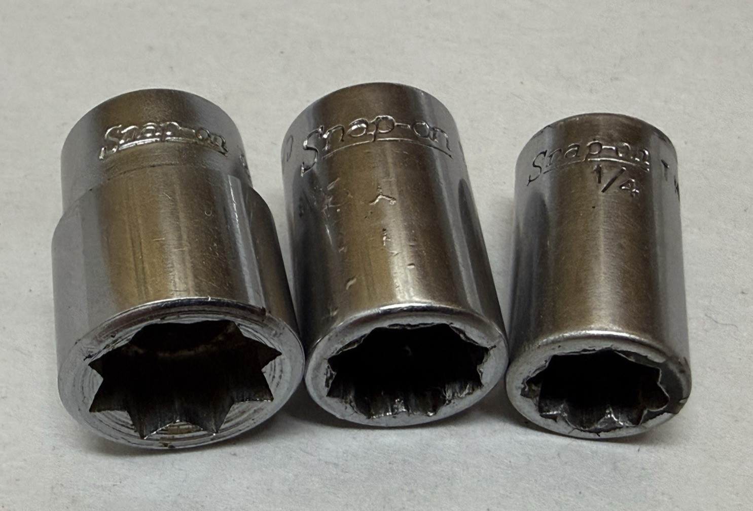 Snap-On USA 1/4″ Drive 8-Point Double Square Plug Socket Set 1/4 5/16 & 3/8″ TM