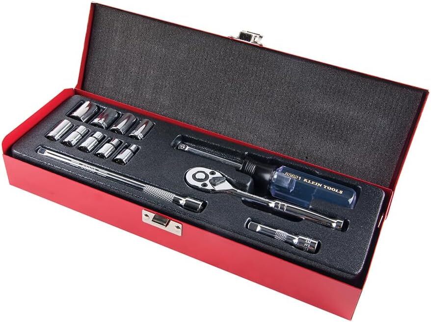 Klein Tools 65500 1/4-Inch Drive Socket Wrench Set with Spinner