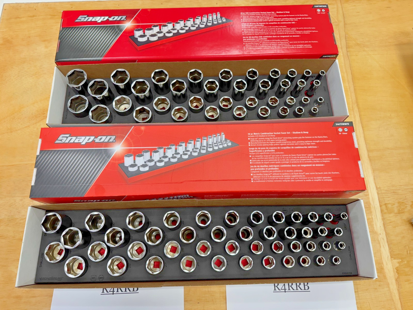 Snap-on Tools NEW RED 84pc 1/2″ Drive 6pt Metric + SAE Master Socket Foam Sets