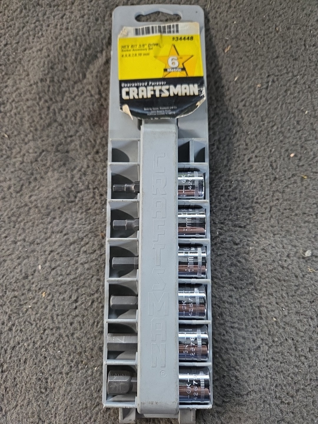 NOS SEARS Craftsman Hex Bit 6pc Socket Accessory Set 3/8″ Dr METRIC GK 34448 USA