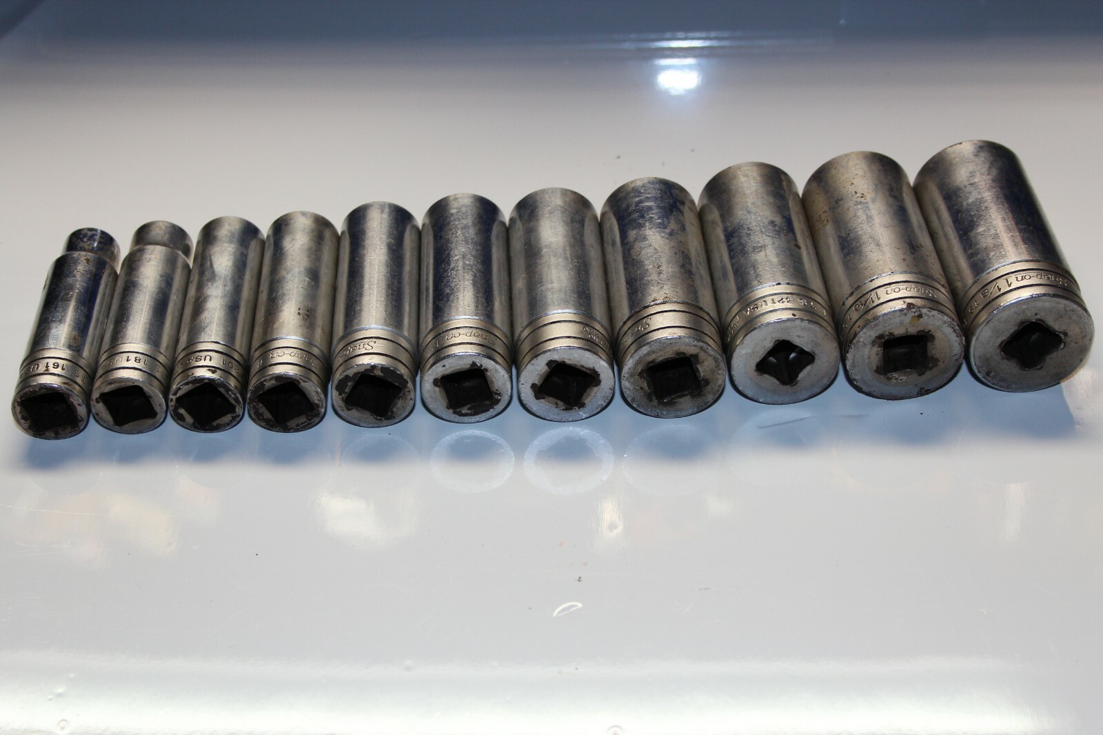 SNAP-ON TOOLS 1/2″ Drive 6-Point SAE Deep Socket Set (1/2″-1-1/8″) 11pc USA