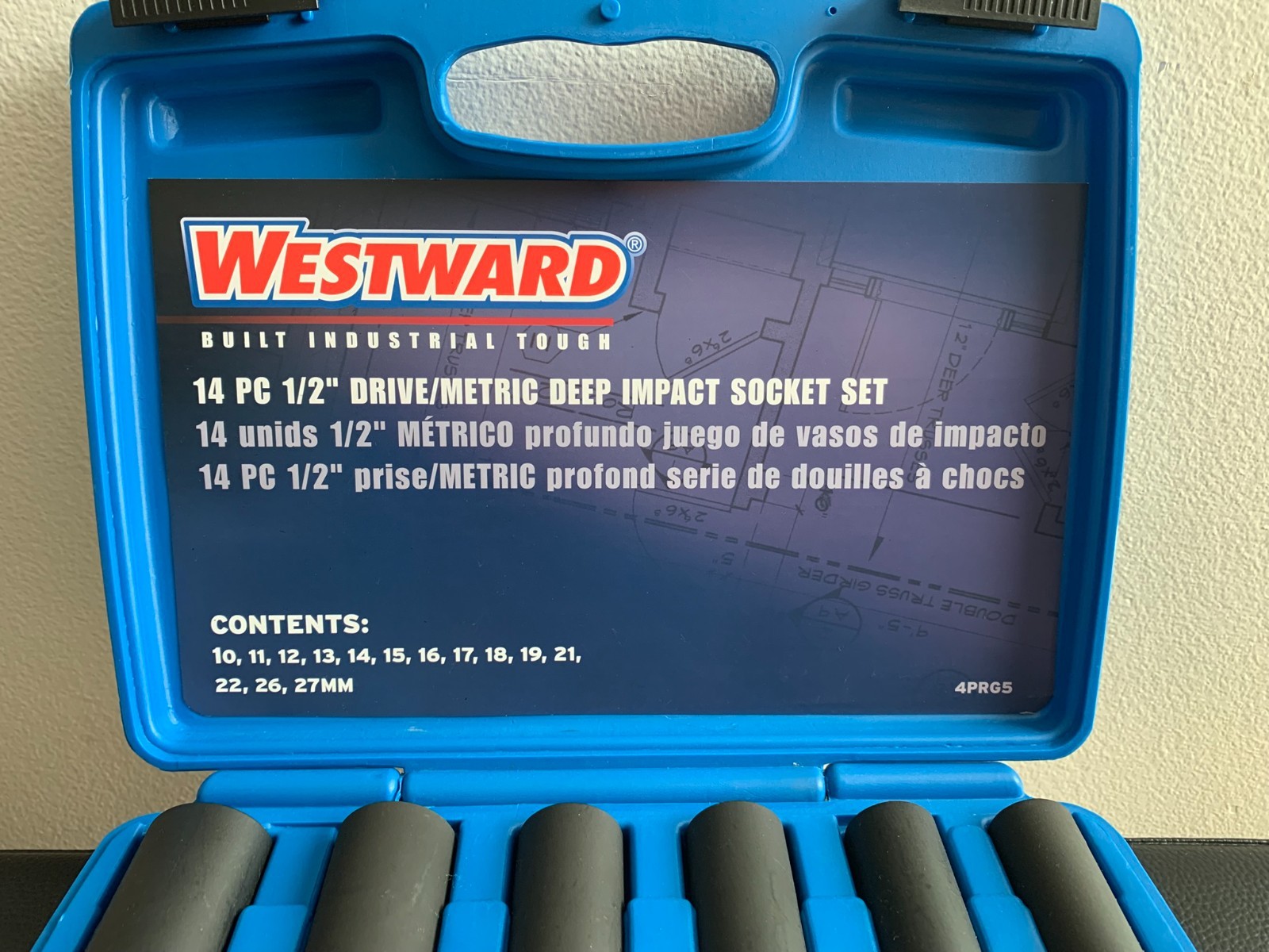 Brand New Westward 4PRG5 1/2″ Drive Metric Deep Impact Socket Set 14 Pc