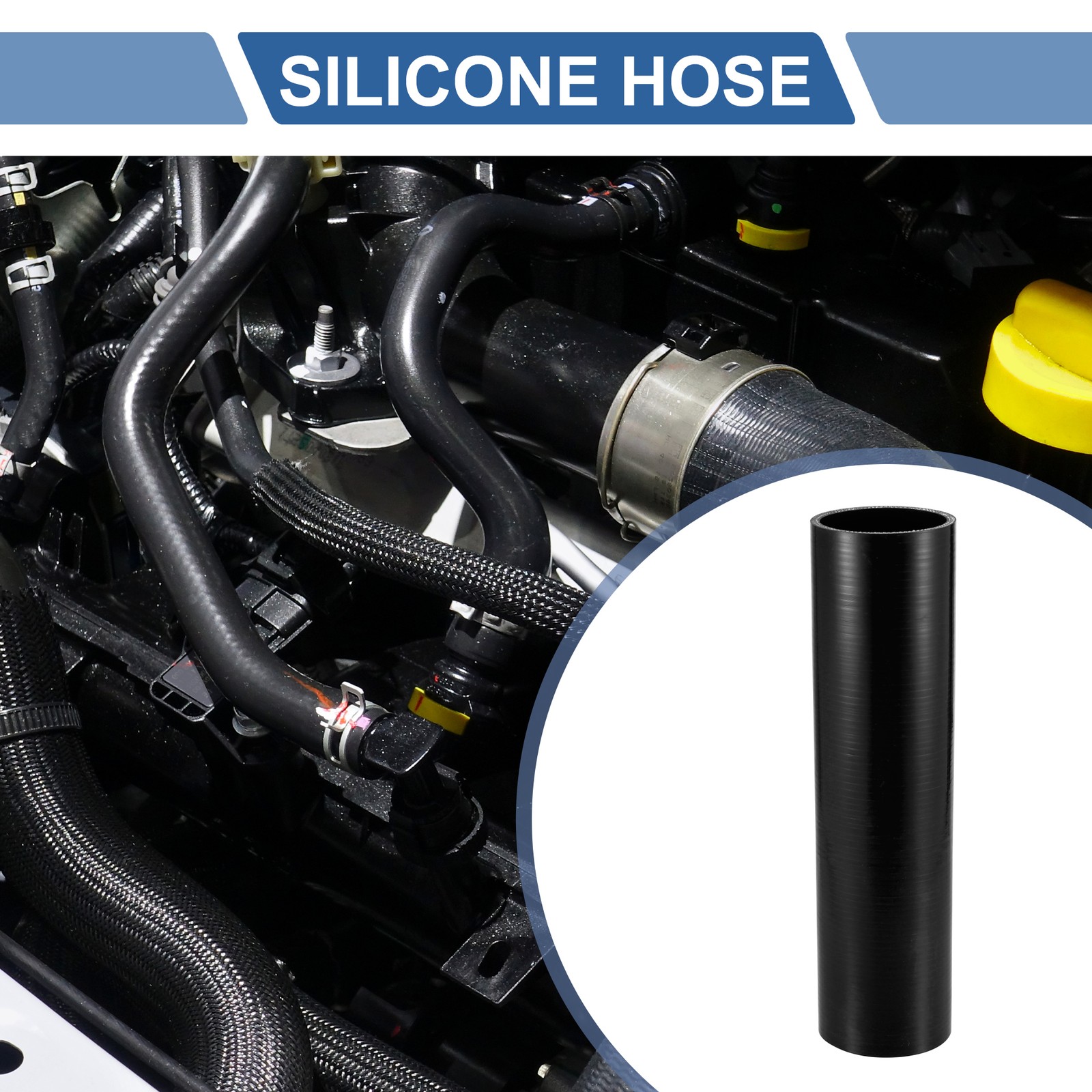 68mm 2.68″ ID 300mm / 11.81″ Length 0 Degree Black Silicone Car Tube