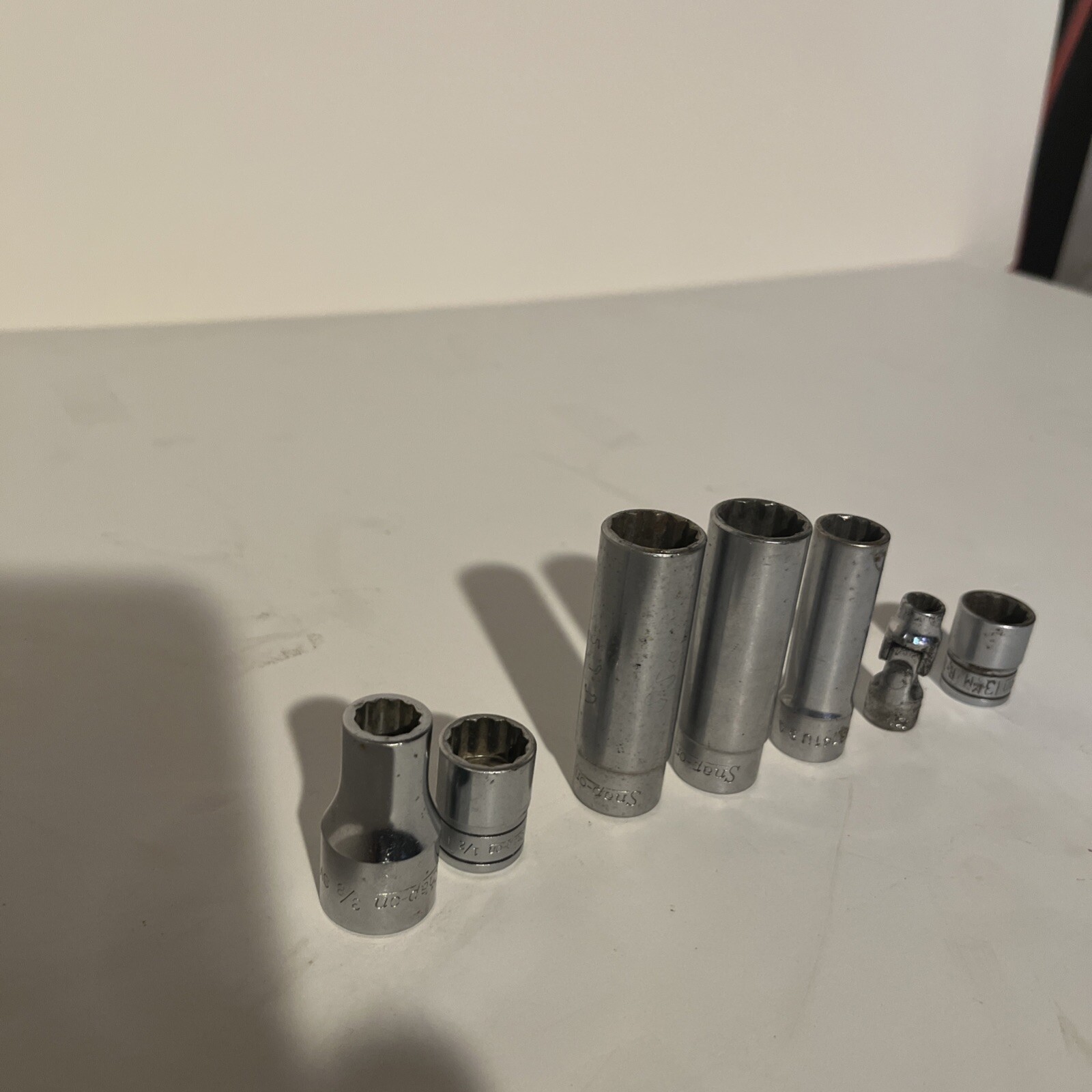Snap On 3/8 & 1/2 Drive 7 Socket Lot Deep Shallow & Swivel 1/2 3/8 9/16 1/4 13mm