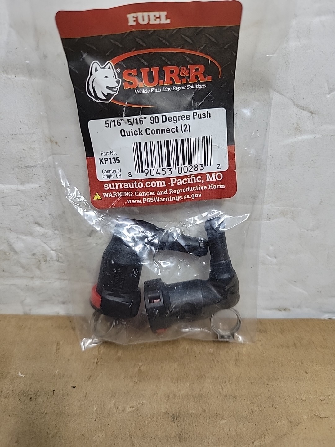 2 Pack S.U.R. & R KP135 5/16″-5/16″ 90 Degree Push Quick Connect