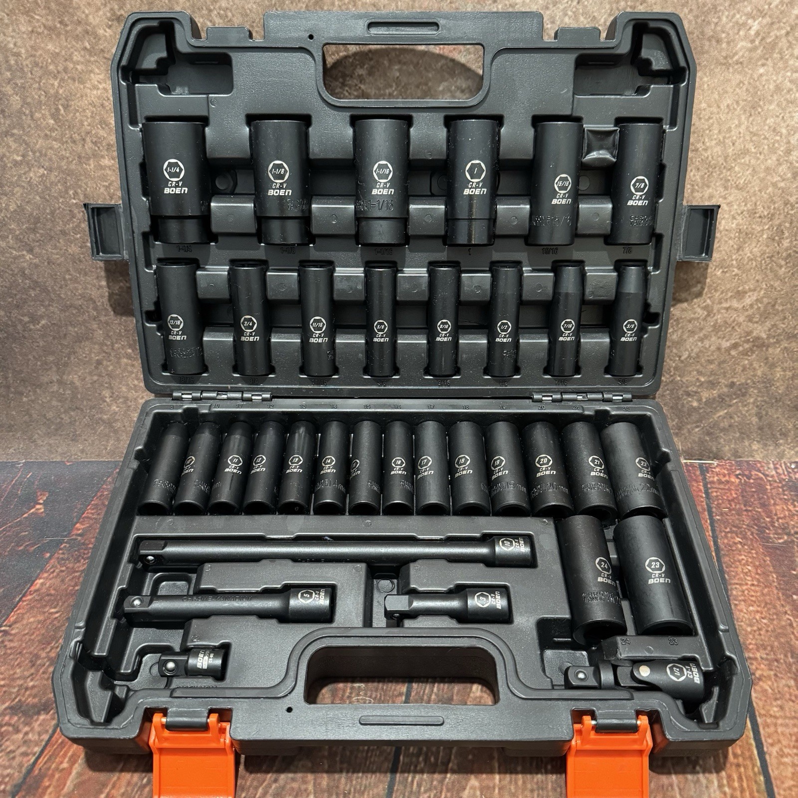 BOEN 35pc 1/2in. Drive SAE/Metric Deep Impact Socket Set