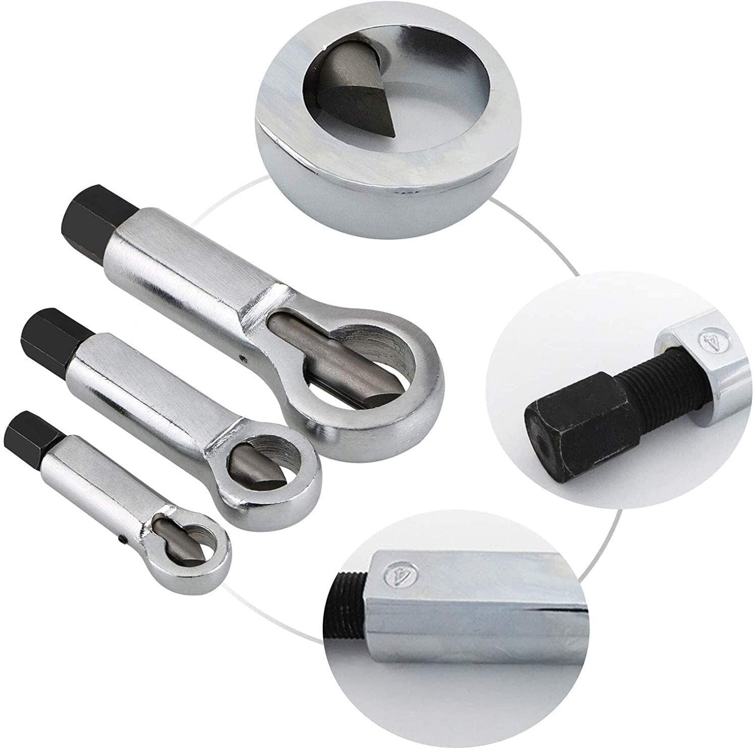 3-Pieces Nut Splitter Tool for Damaged Nut Remover, 5/16″-7/8″ (9mm-22mm)