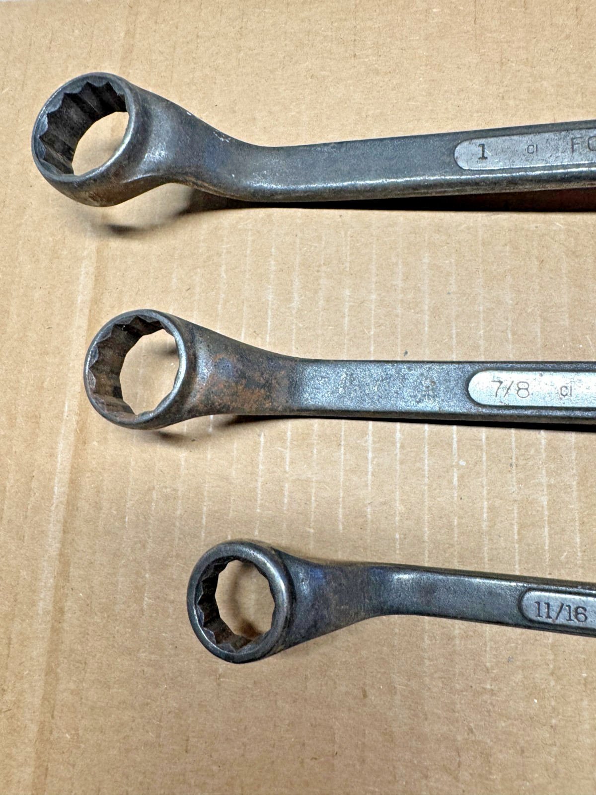 Set of 3 Craftsman Forged USA Cl Series Offset Double Box End Wrenches 5/8 to 1″