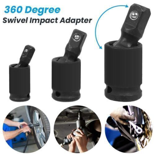 3Pcs Impact Universal Joint Socket Swivel Set 1/4″ 3/8″ 1/2″ Drive Socket Tools