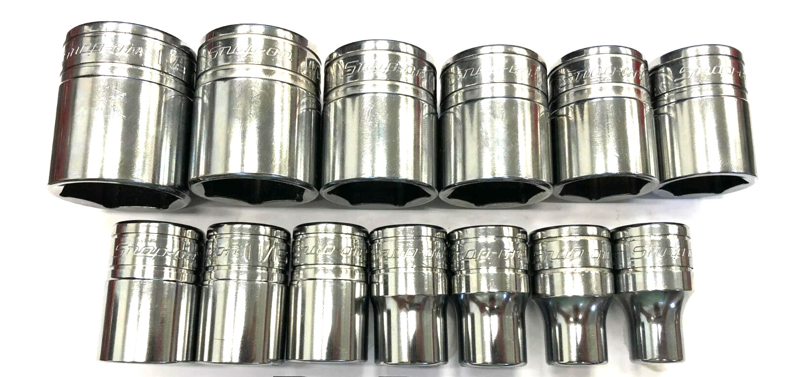 New Snap-on 1/2″ drive 3/8″ to 1 1/8″ 6-point Shallow Socket Set 313TWYA Unused