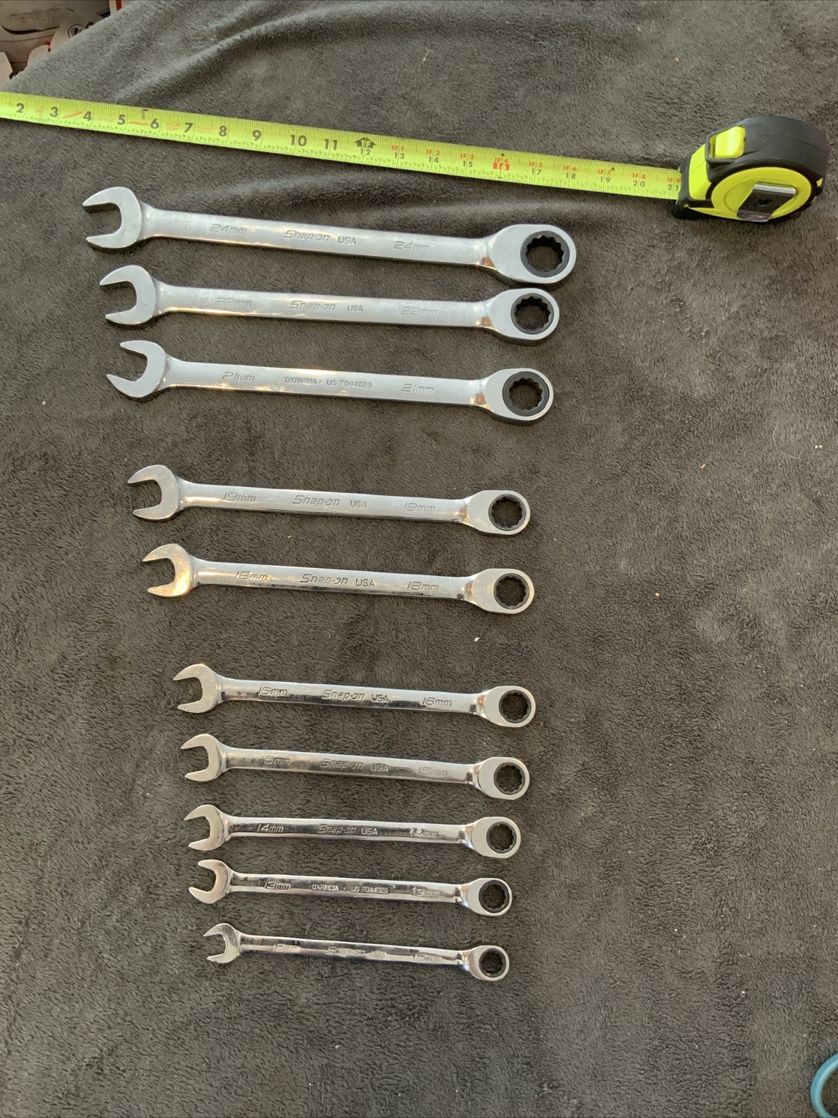 Snap On Non Reversible Ratcheting Wrenches, 12-16…18, 19….21, 22….14mm….L