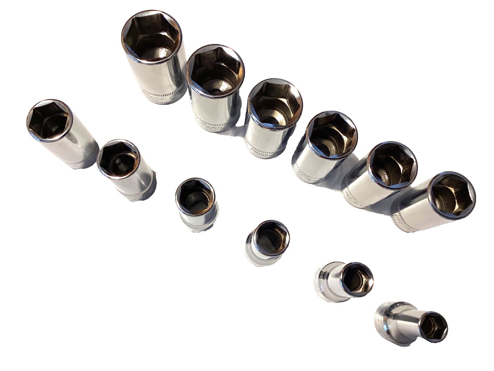 Snap On 212FSMSY 12 Piece 3/8″ Drive 6 Point Metric Semi Deep Socket Set MINT