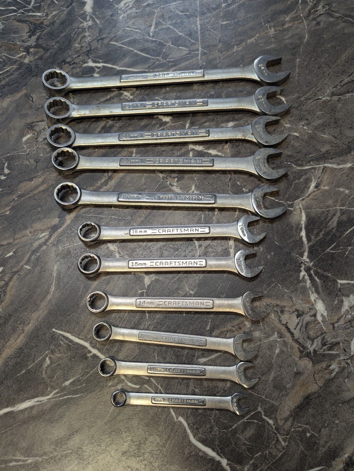 Craftsman Tools USA 11pc VA 9mm-24mm Large Metric (Rare) Combination Wrench Set