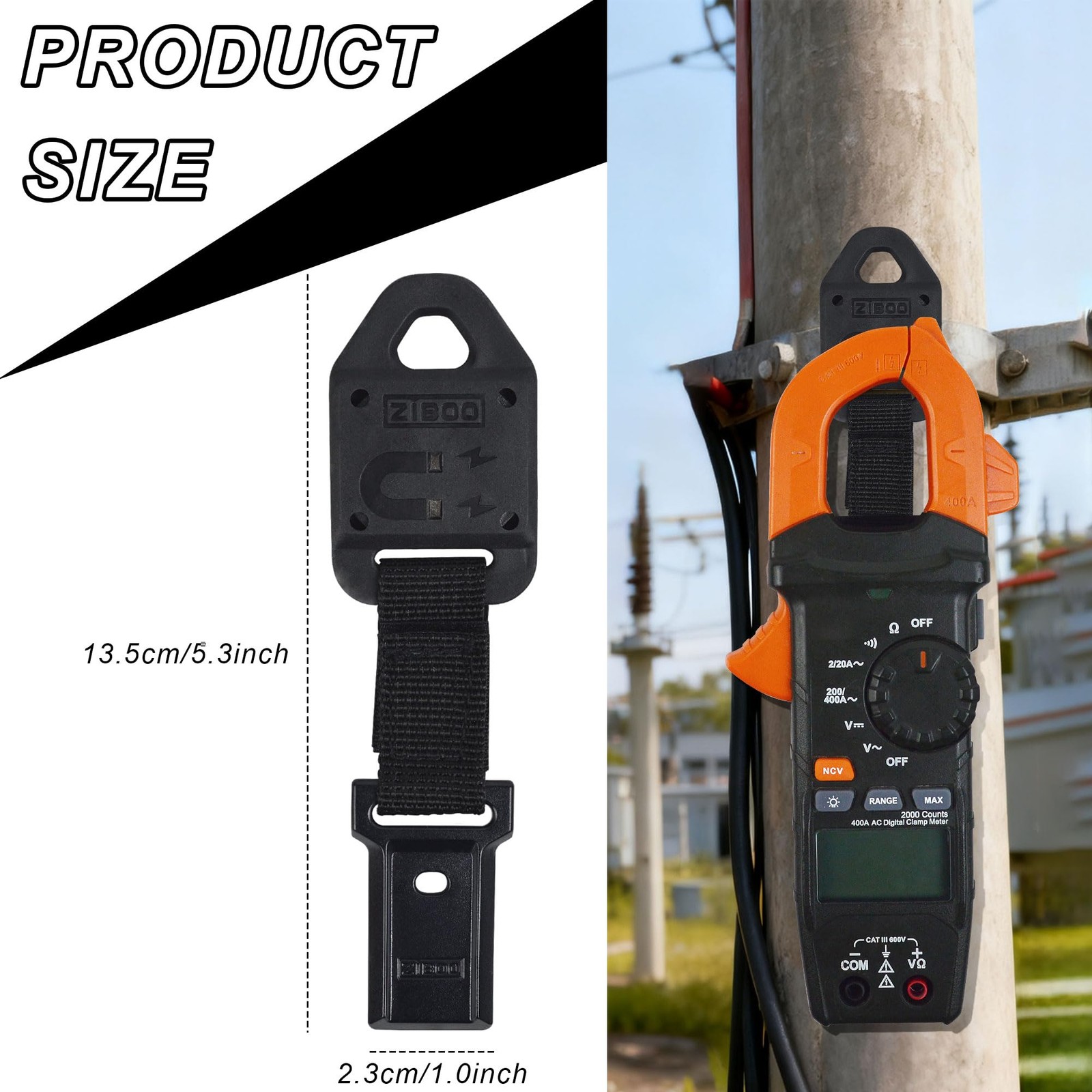 ZIBOO 69417 Rare Earth Magnet Multimeter Hanging Strap Kit Compatible black