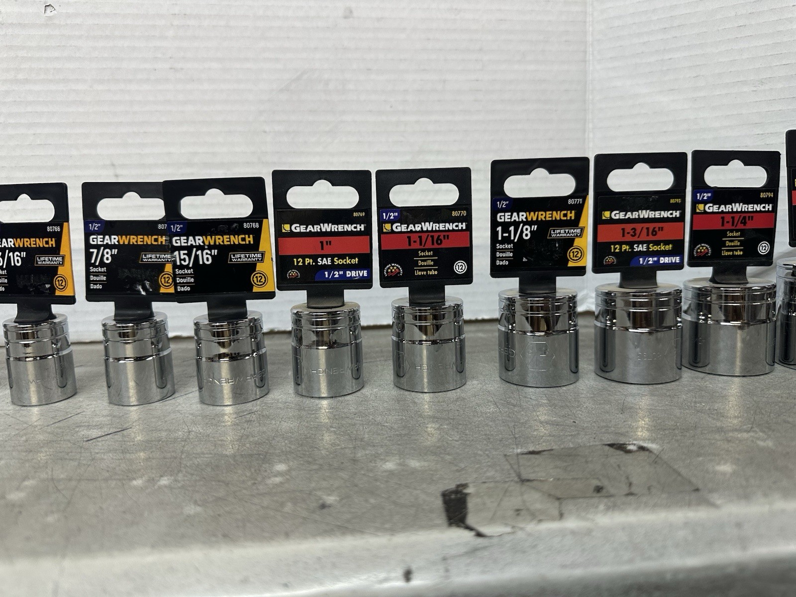 NEW GearWrench 1/2” 12pt. Socket 13pc. 9/16” – 1-1/2” Size And PN In Descrip.