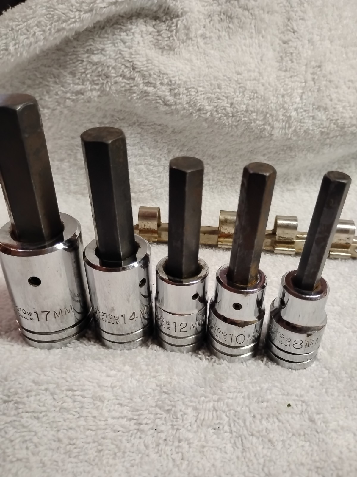 Proto Professional 1/2″ Drive Hex Bit 17,14,12,10,8mm With Socket Rail