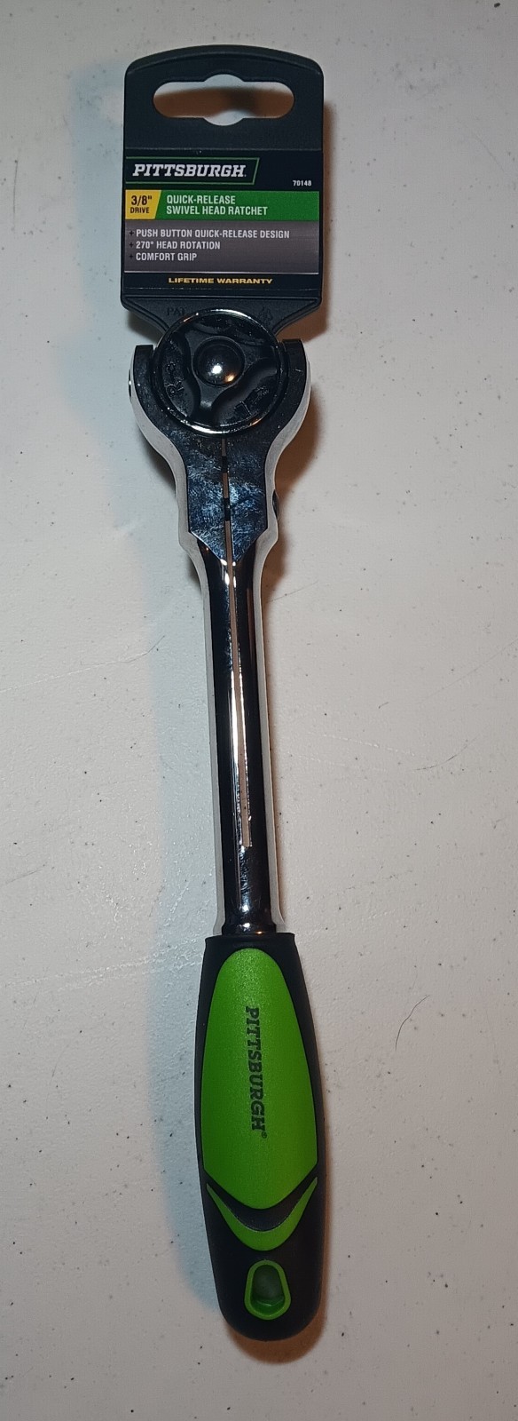 Pittsburgh 3/8″ drive Quick release swivel head ratchet Free Shipping
