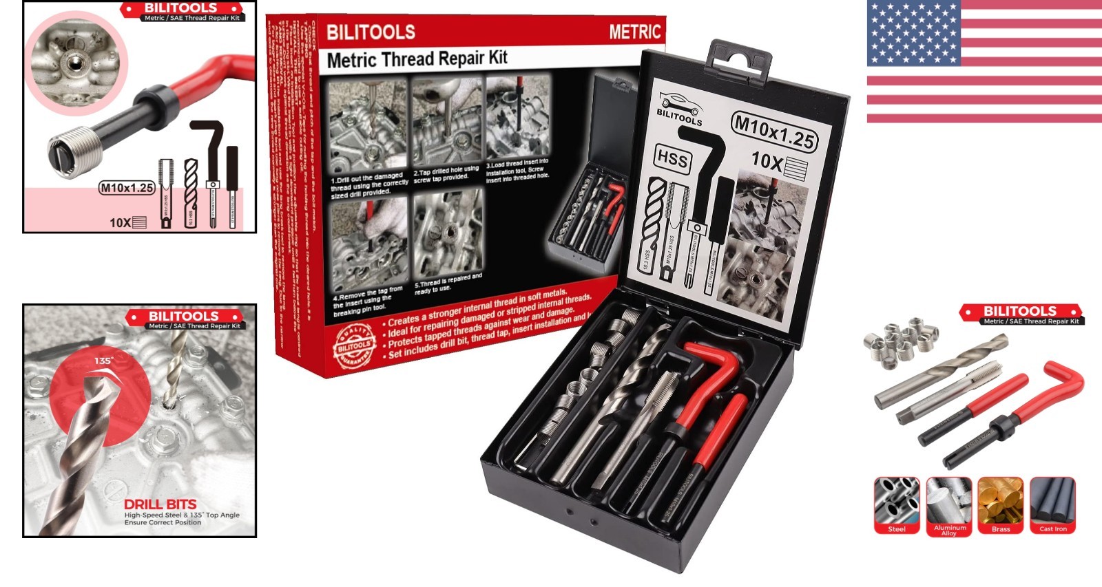Comprehensive M10 Thread Repair Kit – HSS Drill and 304 Stainless Inserts