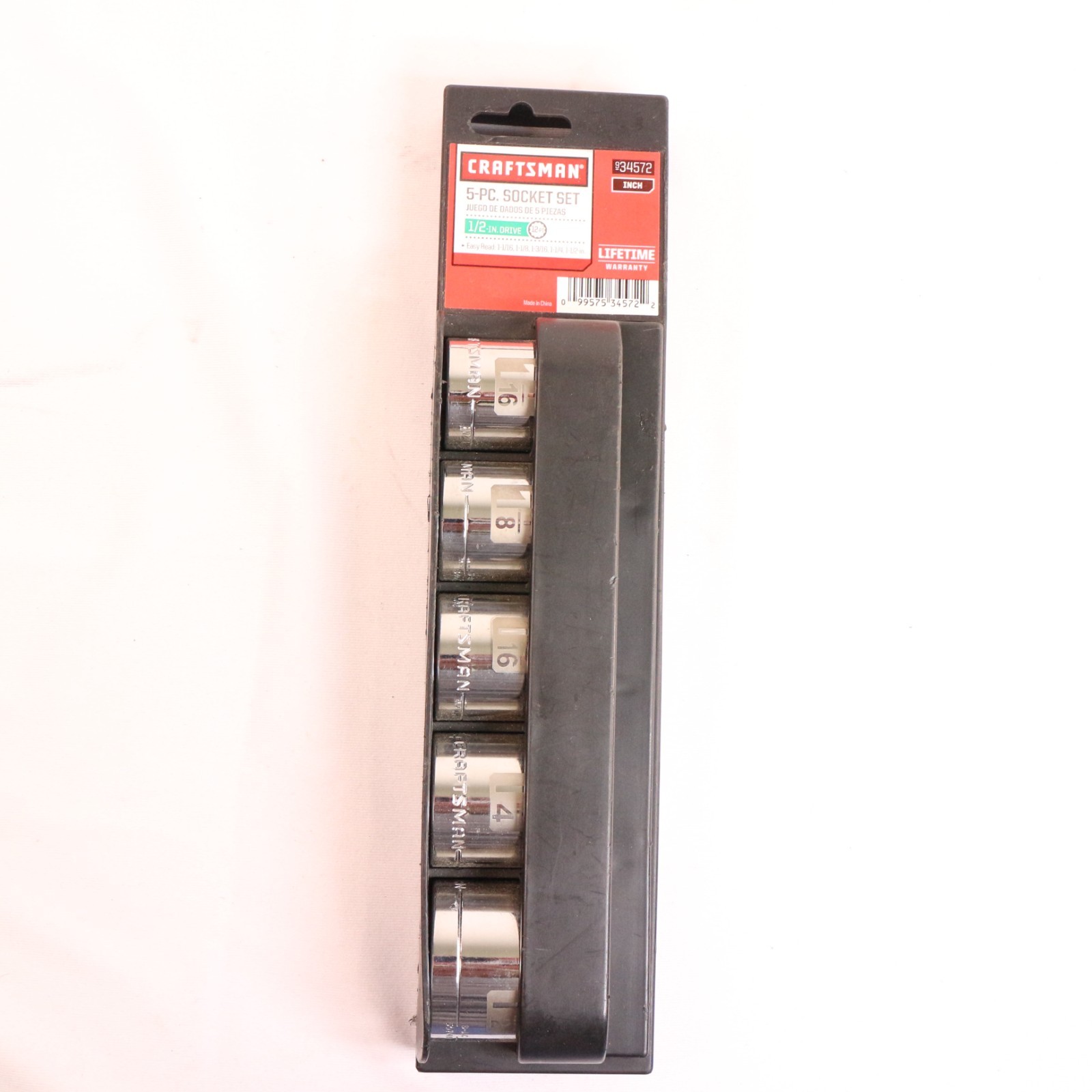 Craftsman 9-34572 Socket Set Chrome Polish 1/2 Drive 12-Point Shallow 5 Pcs NEW
