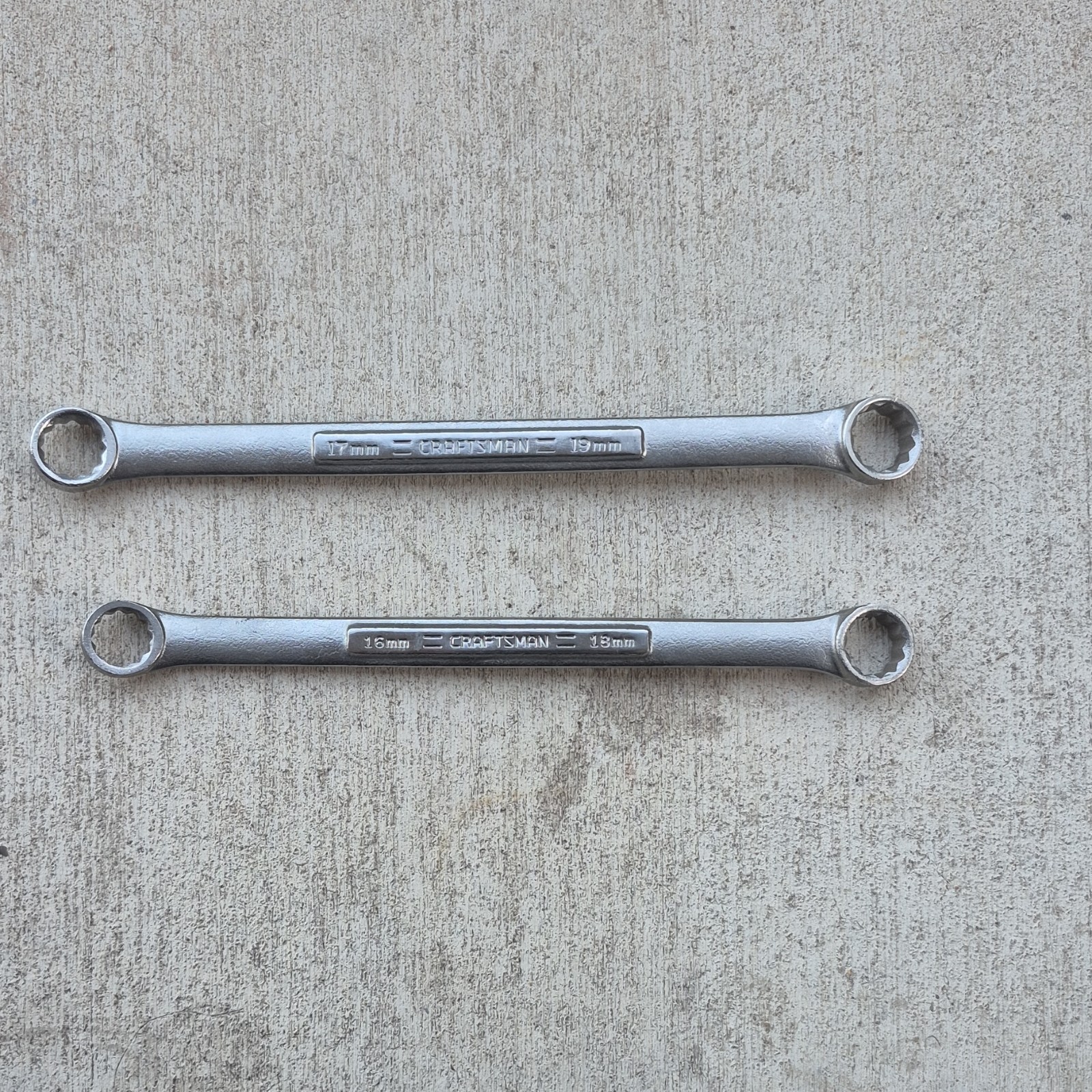 Lot of 2 Craftsman Metric Double Box End Wrenches 42951 42952 NOS Like New Chrom