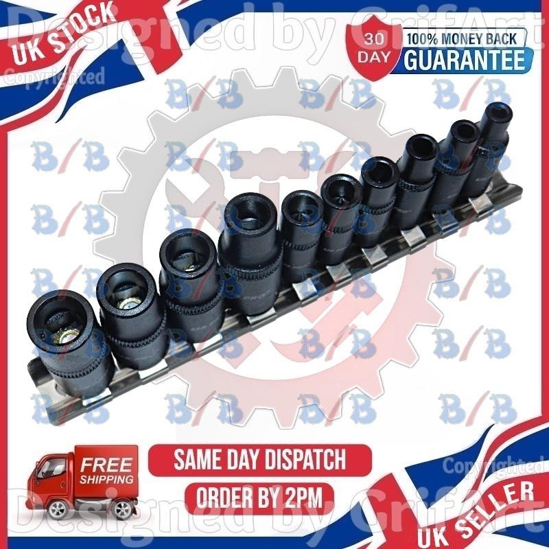 US PRO 10PC MAGNETIC TAP SOCKET SET 1/4″ 3/8″ DRIVE TAP HOLDERS M1.5 TO M14