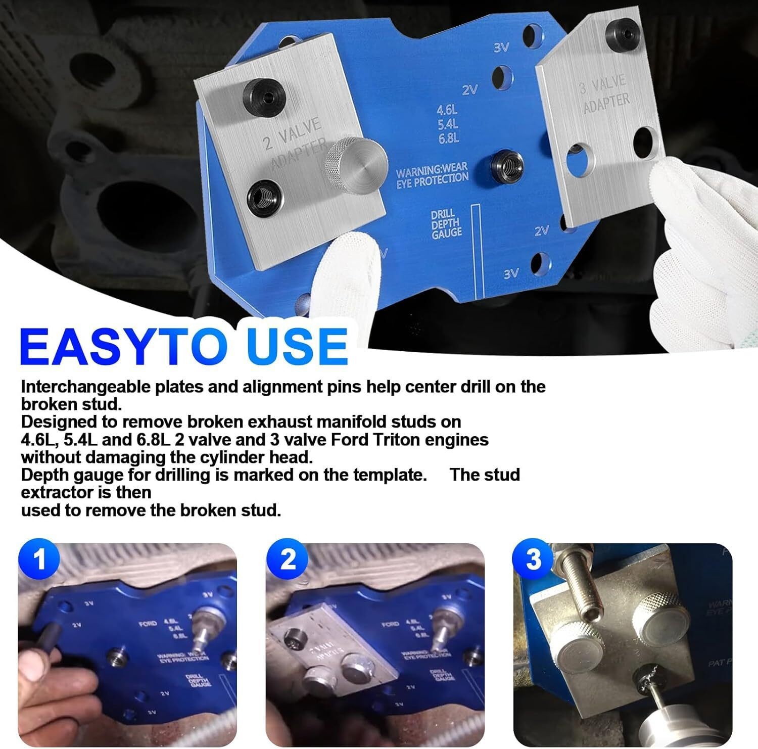 68500 Manifold Drill Template for Ford 2V & 3V 4.6L 5.4L 6.8L V10 Exhaust Tool
