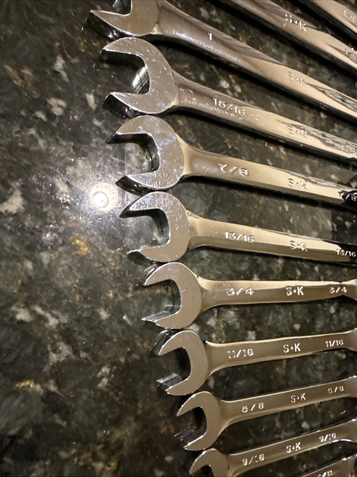 S-K 86014 Professional Tools 16-Piece Superkrome SAE Fractional Wrench Set USA
