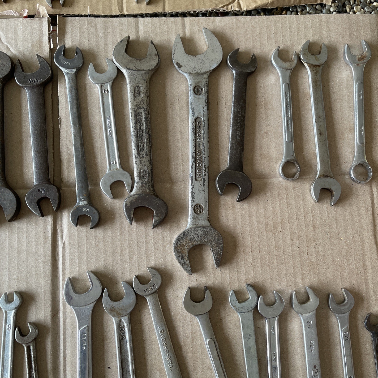 Lot of 120 + Mixed Vintage Combination & Open Box End Wrenches Sockets Tools