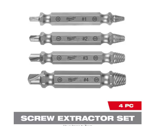 49-57-9001 | Milwaukee M2 Steel Screw Extractor Set – 4 Piece Set