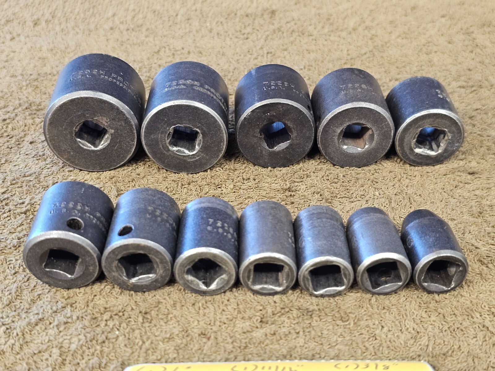 12 Proto Professional Impact Socket Set 3/8″ Drive Sae 1″ 7/8 3/4 5/8 1/2 5/16