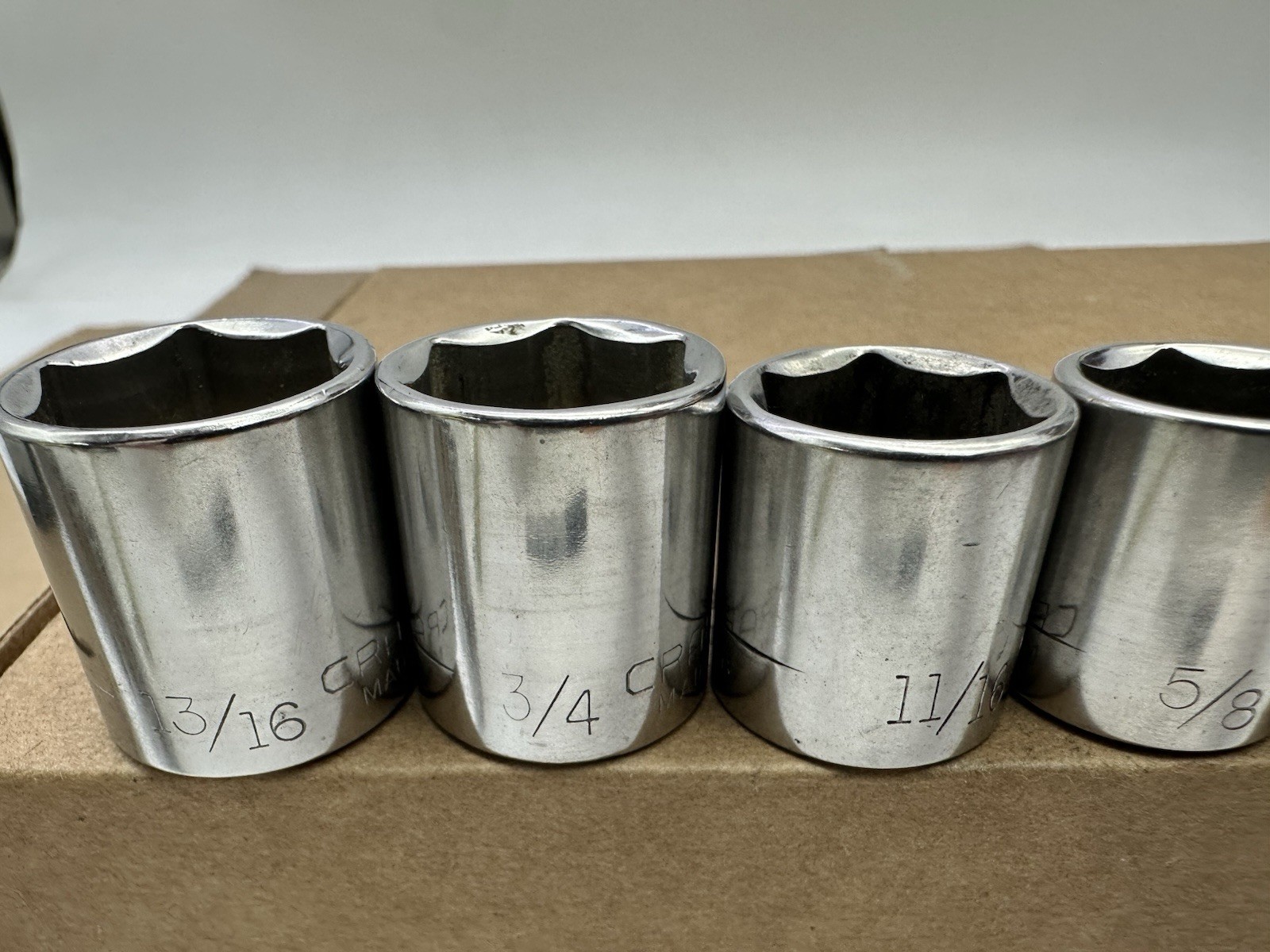 Craftsman USA 3/8 Drive SAE Socket Set 3/8-13/16 8pc 6PT G Vintage Very Good