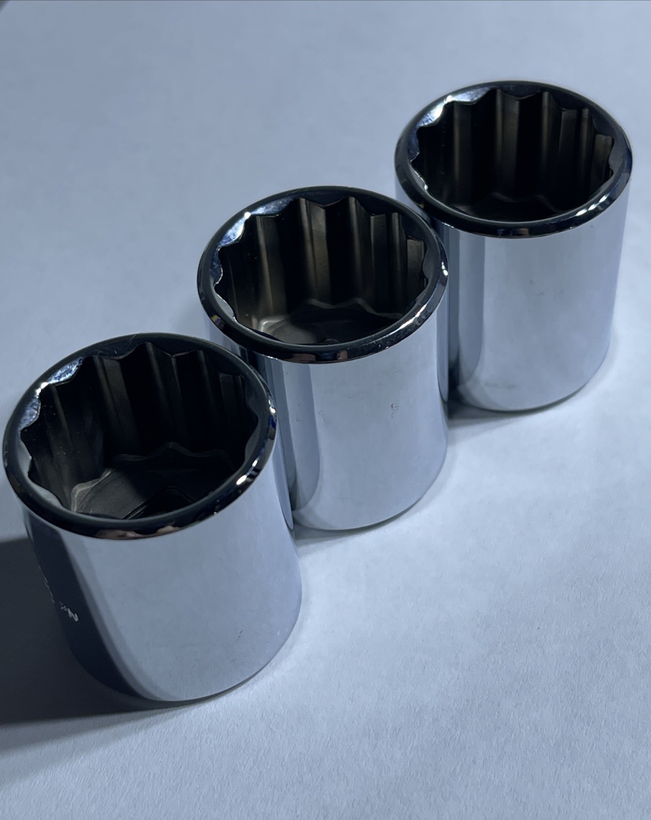 Lot of 3 Proto 7/8” 5228 12 Point 3/8” Drive Chrome Sockets USA