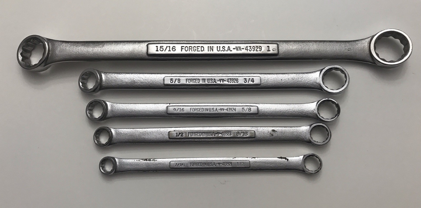 Craftsman SAE 5 Pc 12 Pt Wrench Set 7/16-1 Inch Double Box End USA Made Mechanic
