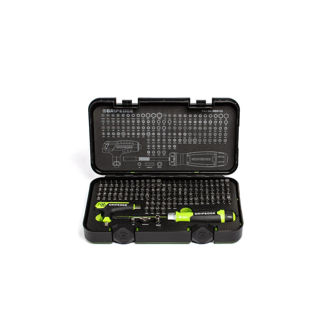 GripEdge Tools MBS132 132 Piece Multi-Bit Set R.P.T. for High Torque Performance